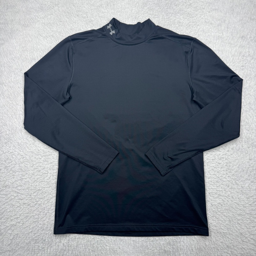 Under Armour Mock Neck Compression Shirt ColdGear Fitted Base Black Men's Size M